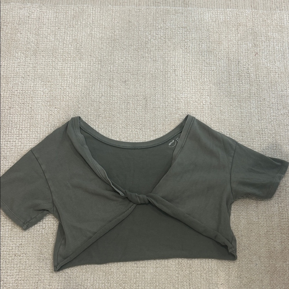 Aerie Charcoal Knotted Crop Top